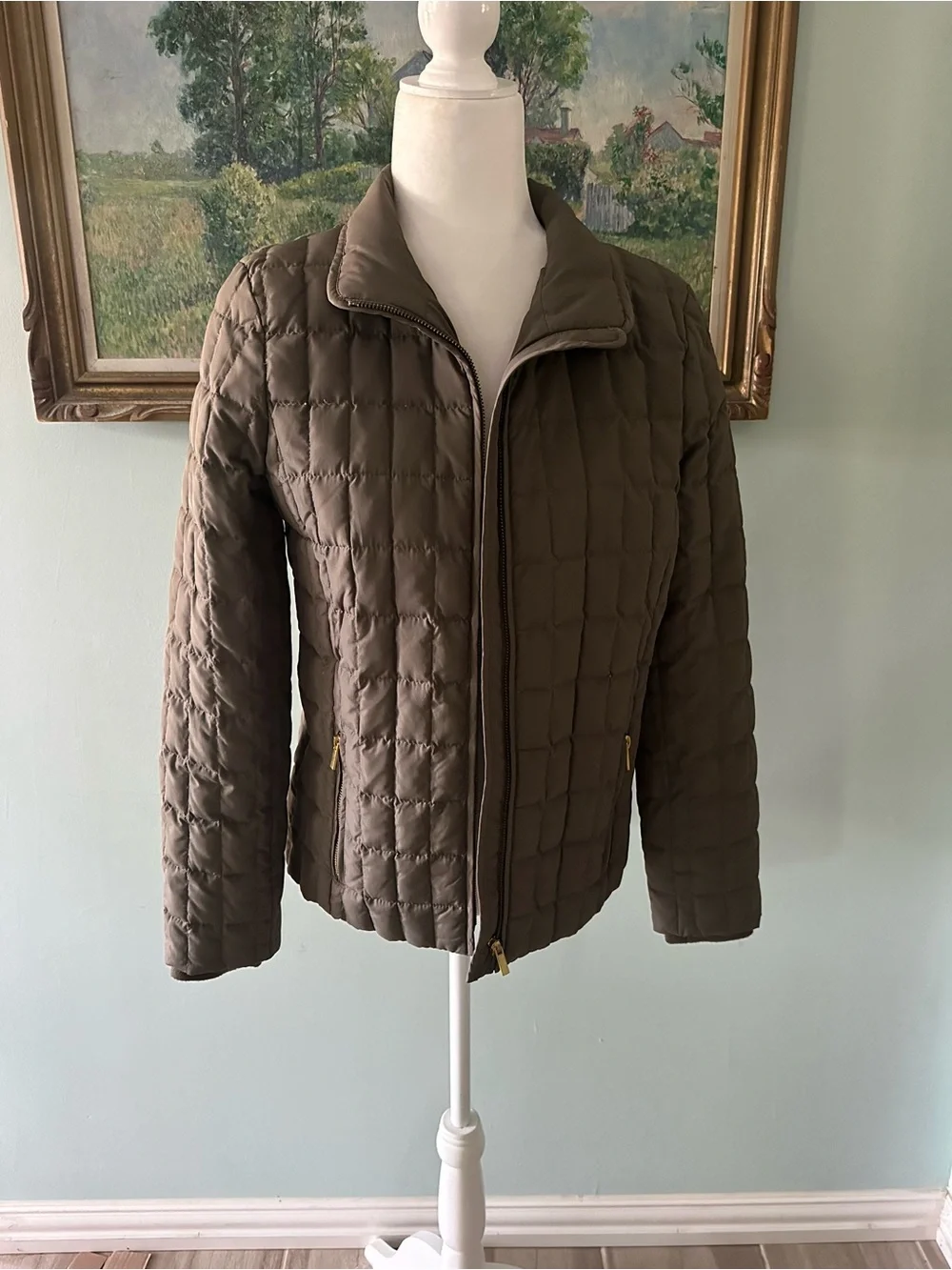 J. Crew Quilted Puffer Jacket in Brown